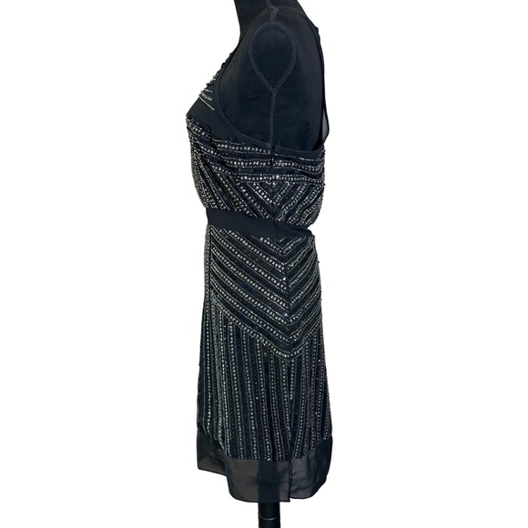Parker Taha Silk Sequin Dress Halter Neck Sleeveless Party Cocktail‎ Black - Picture 3 of 13